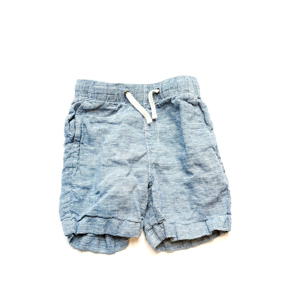 CREWCUTS Boys 8 Blue White Casual Pull On Linen Drawstring Shorts i3